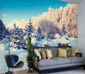 3D Snow Covered Forest 151 Wallpaper AJ Wallpaper 