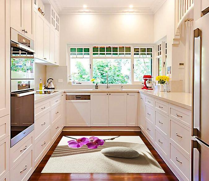 3D Phalaenopsis Stones 90 Kitchen Mat Floor Mural Wallpaper AJ Wallpaper 