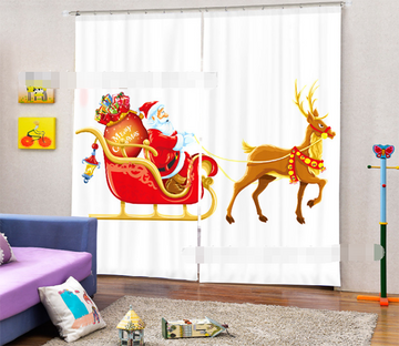 3D Santa Claus Carrige 1362 Curtains Drapes Wallpaper AJ Wallpaper 