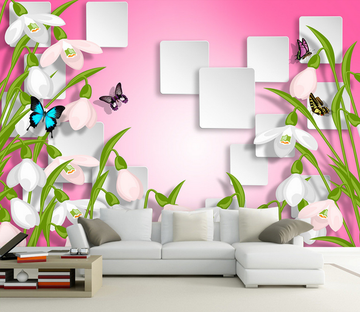 Fresh Flowers And Squares Wallpaper AJ Wallpaper 