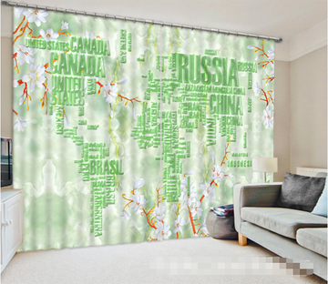 3D World Map Flowers 2002 Curtains Drapes Wallpaper AJ Wallpaper 