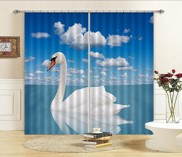 3D Sea White Swan 46 Curtains Drapes Wallpaper AJ Wallpaper 