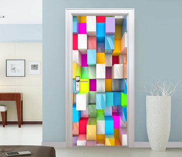 3D Colorful Cubes 67 Door Mural Wallpaper AJ Wallpaper 