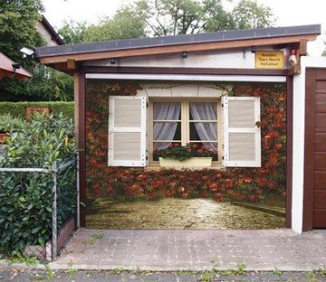 3D Window Red Vine 210 Garage Door Mural Wallpaper AJ Wallpaper 