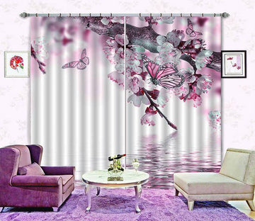 3D Peach Flowers Butterflies 614 Curtains Drapes Wallpaper AJ Wallpaper 