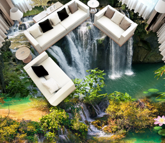 3D Waterfalls Floor Mural Wallpaper AJ Wallpaper 2 
