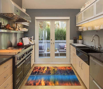 3D Lakeside Color Trees Kitchen Mat Floor Mural Wallpaper AJ Wallpaper 