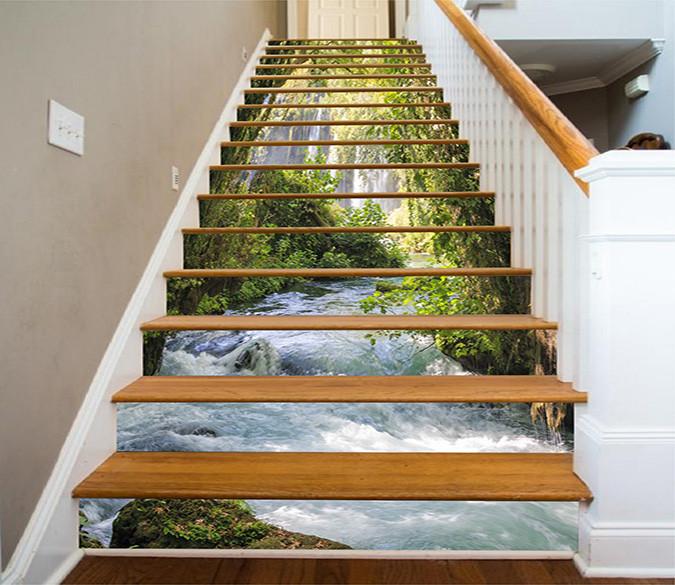3D Riverside Green Vine 731 Stair Risers Wallpaper AJ Wallpaper 
