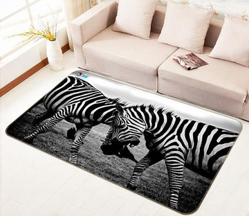 3D Fighting Zebras 256 Non Slip Rug Mat Mat AJ Creativity Home 