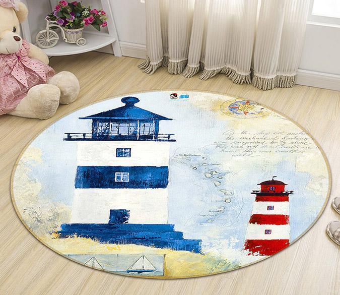 3D Lighthouse Painting 51 Round Non Slip Rug Mat Mat AJ Creativity Home 