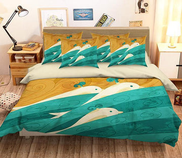3D Ocean Dolphins Painting 228 Bed Pillowcases Quilt Wallpaper AJ Wallpaper 