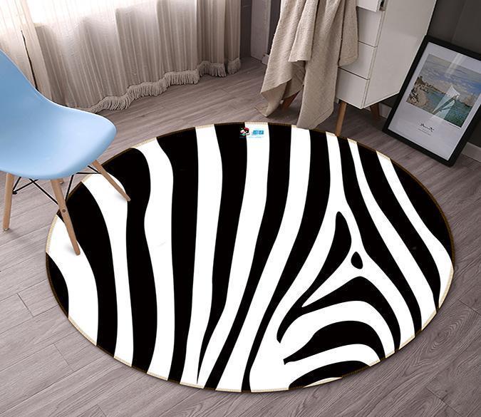 3D Black White Stripes 56 Round Non Slip Rug Mat Mat AJ Creativity Home 