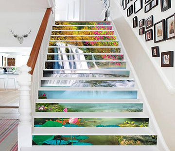 3D Waterfalls Flowers 995 Stair Risers Wallpaper AJ Wallpaper 