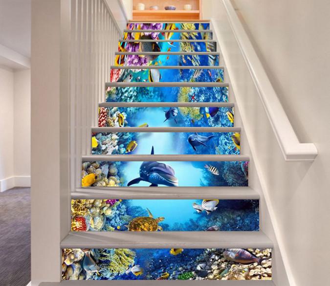3D Beautiful Ocean World 69 Stair Risers Wallpaper AJ Wallpaper 