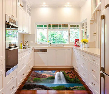 3D Mountain Waterfall Lake Kitchen Mat Floor Mural Wallpaper AJ Wallpaper 