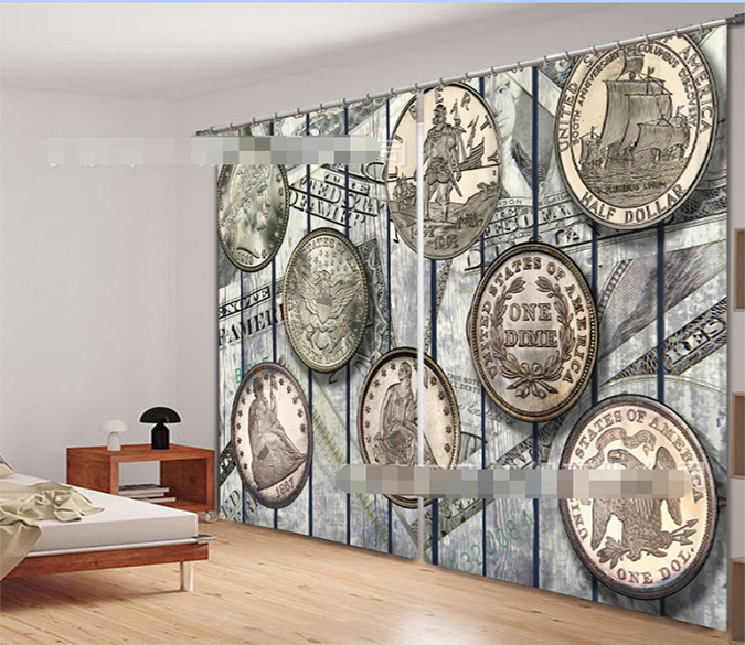 3D Wood Boards Ancient Coins 2172 Curtains Drapes Wallpaper AJ Wallpaper 