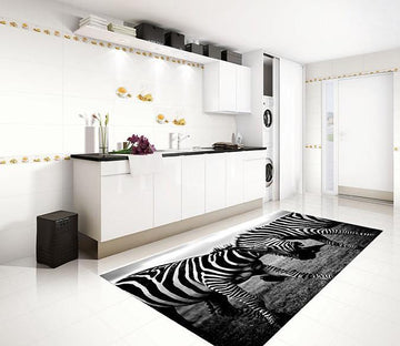 3D Fighting Zebras 646 Kitchen Mat Floor Mural Wallpaper AJ Wallpaper 