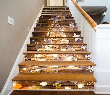 3D Wood Stars Tree 1117 Stair Risers Wallpaper AJ Wallpaper 