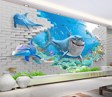 Shark And Bricks Wallpaper AJ Wallpaper 