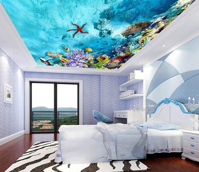 Blue Seabed Color Creatures Wallpaper AJ Wallpaper 