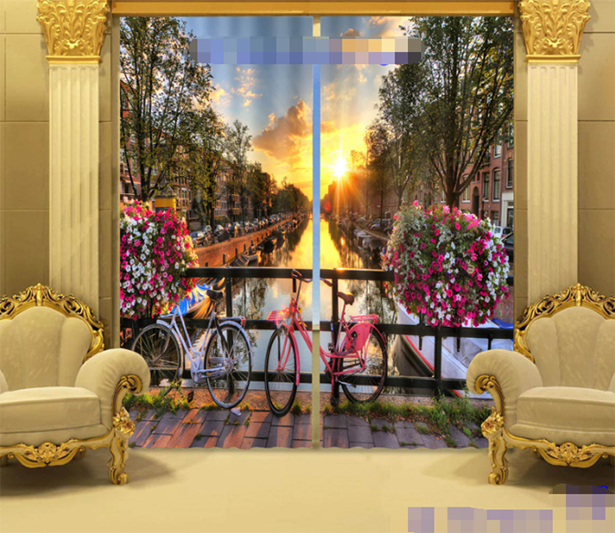 3D Pretty City Sunset 1153 Curtains Drapes Wallpaper AJ Wallpaper 