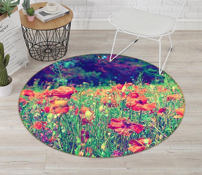 3D Gorgeous Flowers 72 Round Non Slip Rug Mat Mat AJ Creativity Home 