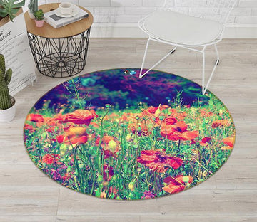 3D Gorgeous Flowers 72 Round Non Slip Rug Mat Mat AJ Creativity Home 