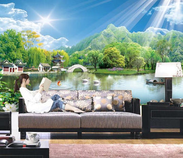 3D Pond And Sunshine Forest Wallpaper AJ Wallpaper 1 