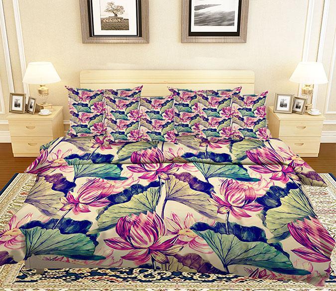 3D Lotus Flowers Painting 42 Bed Pillowcases Quilt Wallpaper AJ Wallpaper 