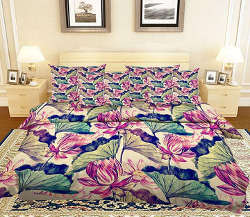 3D Lotus Flowers Painting 42 Bed Pillowcases Quilt Wallpaper AJ Wallpaper 