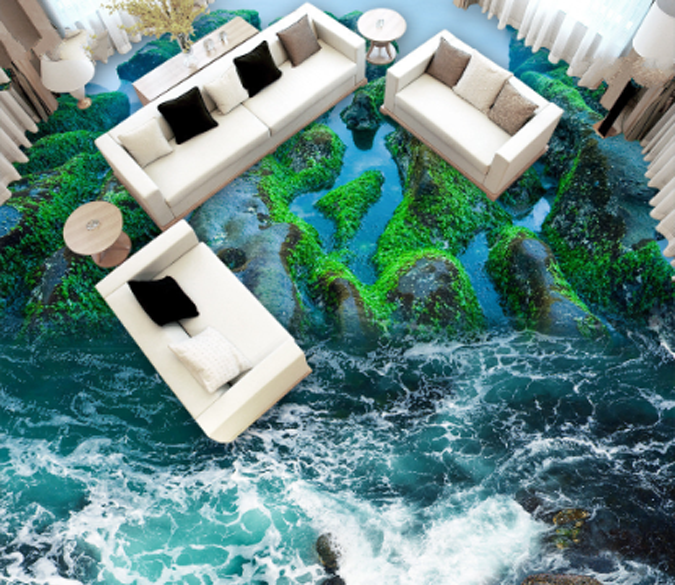 3D Mountains Stream Floor Mural Wallpaper AJ Wallpaper 2 