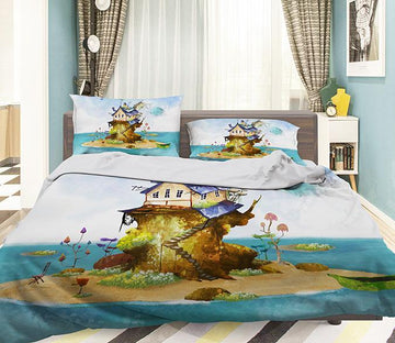 3D Sea Island House 337 Bed Pillowcases Quilt Wallpaper AJ Wallpaper 