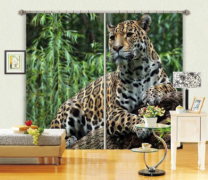 3D Resting Leopard Curtains Drapes Wallpaper AJ Wallpaper 