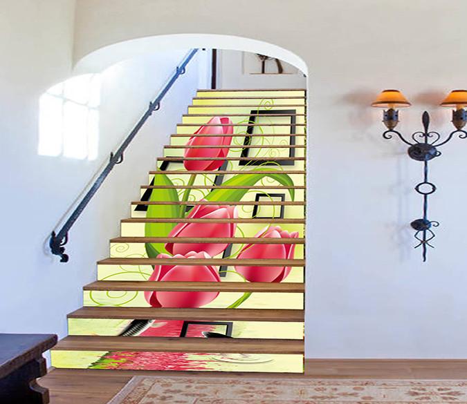 3D Flowers Frames 774 Stair Risers Wallpaper AJ Wallpaper 