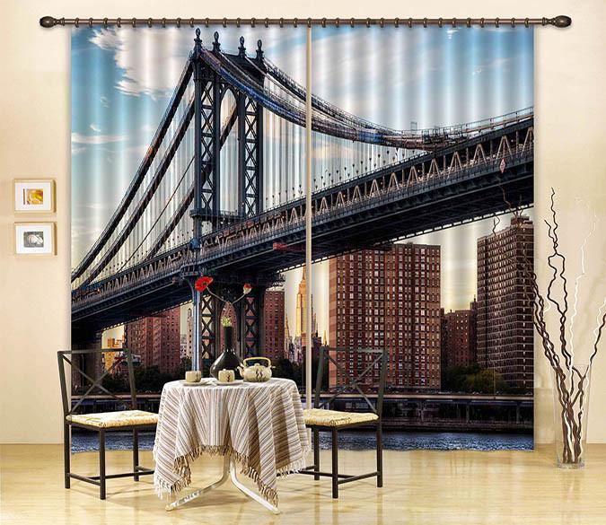 3D New York Manhattan Bridge 26 Curtains Drapes Wallpaper AJ Wallpaper 