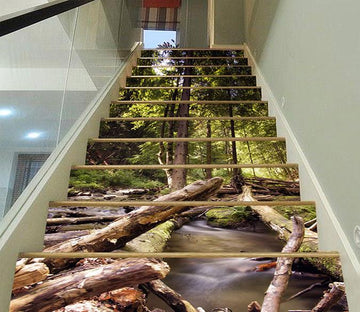 3D Forest Creek Wood 832 Stair Risers Wallpaper AJ Wallpaper 