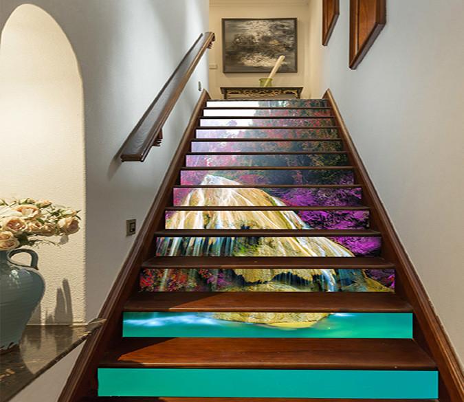 3D Pretty Rock Waterfalls 813 Stair Risers Wallpaper AJ Wallpaper 