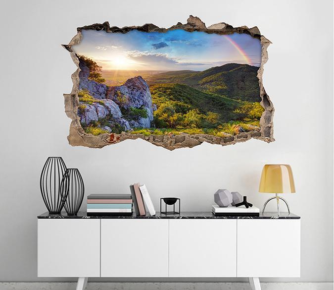 3D Mountains Rainbow 140 Broken Wall Murals Wallpaper AJ Wallpaper 