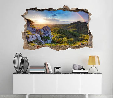3D Mountains Rainbow 140 Broken Wall Murals Wallpaper AJ Wallpaper 