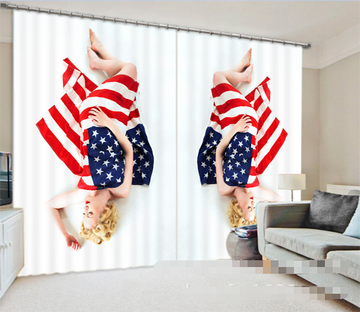 3D American Flags And Women 1004 Curtains Drapes Wallpaper AJ Wallpaper 