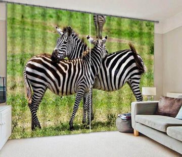 3D Grassland Zebras 861 Curtains Drapes Wallpaper AJ Wallpaper 
