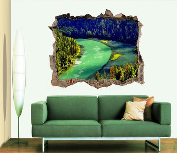 3D Green Forest Lake 368 Broken Wall Murals Wallpaper AJ Wallpaper 