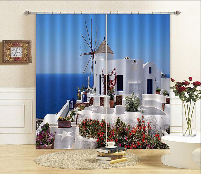 3D Santorini Island Scenery 712 Curtains Drapes Wallpaper AJ Wallpaper 