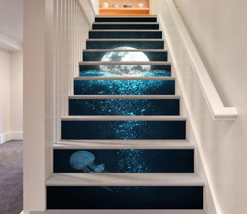 3D Ocean Full Moon 22 Stair Risers Wallpaper AJ Wallpaper 