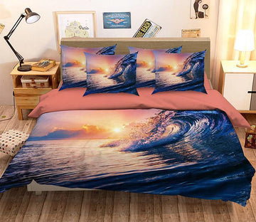 3D Sea Sunset Wave 251 Bed Pillowcases Quilt Wallpaper AJ Wallpaper 