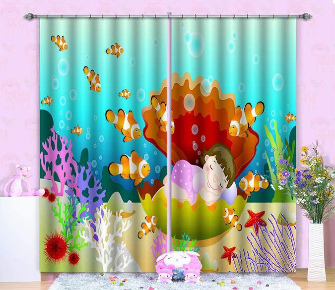 3D Shell Girl 504 Curtains Drapes Wallpaper AJ Wallpaper 