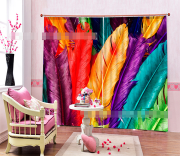 3D Colored Feathers 1381 Curtains Drapes Wallpaper AJ Wallpaper 