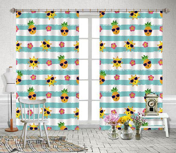 3D Pineapple Sun Pattern 2400 Curtains Drapes Wallpaper AJ Wallpaper 