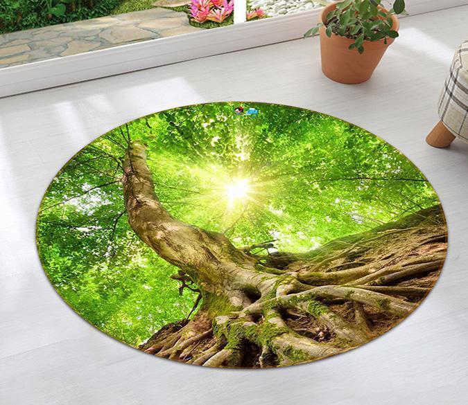 3D Green Tree Roots 138 Round Non Slip Rug Mat Mat AJ Creativity Home 