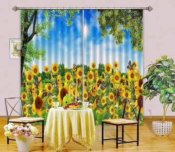 3D Bright Sunflowers 145 Curtains Drapes Wallpaper AJ Wallpaper 